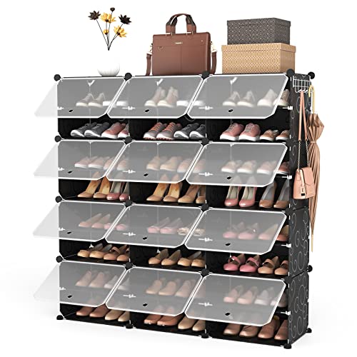 ROJASOP PORTABLE 8-TIER SHOE CABINET - 48-PAIR SHOE ORGANIZER - BLACK - Like New