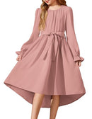 Arshiner Girls Long Sleeve Dress Fashion High Low Flowy Swing Semi Formal - Like New
