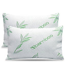 2 Pack Queen Size Bamboo Pillow Cooling Shredded Memory Foam Pack - WHITE - Like New