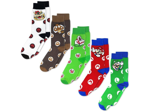 Super Mario Socks - 5 Pack - Official Nintendo Product