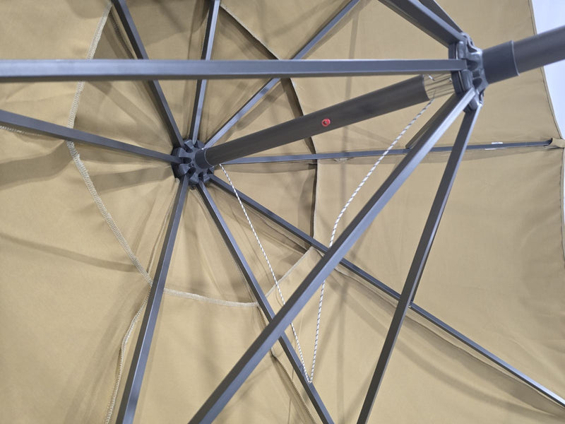 CALIFORNIA UMBRELLA 9 FT. DARK ASH ALUMINUM MARKET PATIO UMBRELLA - CANVAS BRASS - Like New