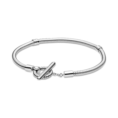 PANDORA PANDORA MOMENTS T-BAR 17CM SNAKE CHAIN 925 STERLING SILVER BRACELET - Like New