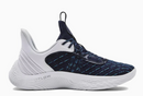 3025631 Under Armour Team Curry 9 Basketball Shoe Unisex White/Navy M10 W11.5 Like New
