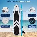 SereneLife 12’2” Inflatable Paddle Board XL Family Stand Up Paddleboard - Black - Like New