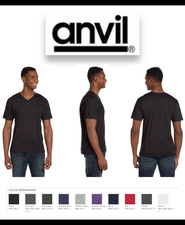 982 Anvil Adult Lightweight V-Neck T-Shirt New