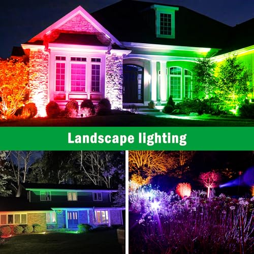JIAQIYAN RGB SPOTLIGHT OUTDOOR 12W COLOR CHANGING REMOTE 4 PACK - BLACK - Like New