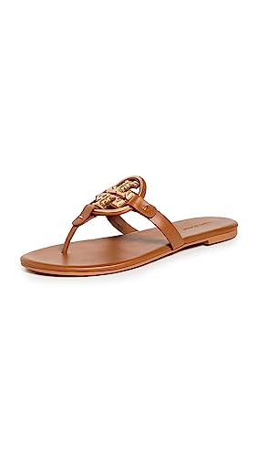 136593 TORY BURCH WOMEN'S MILLER SANDALS SIZE 7 BOURBON MIELE/GOLD - Like New