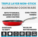 Granite Stone 10-Piece Non-stick Pots and Pans Cookware Set 7208 - RED - Like New