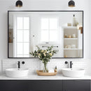 KIMREAL BATHROOM MIRROR 30X36 INCH, BLACK FRAME RECTANGLE WALL MOUNTED - BLACK - Like New