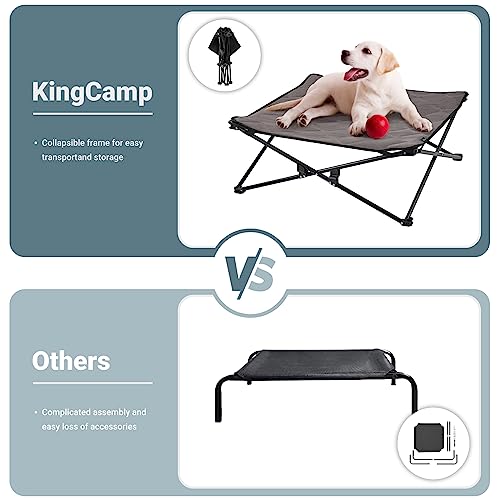 KINGCAMP ELEVATED DOG BED PORTABLE RAISED BEDS STABLE FOLDING DOG COT -BLACK - Like New