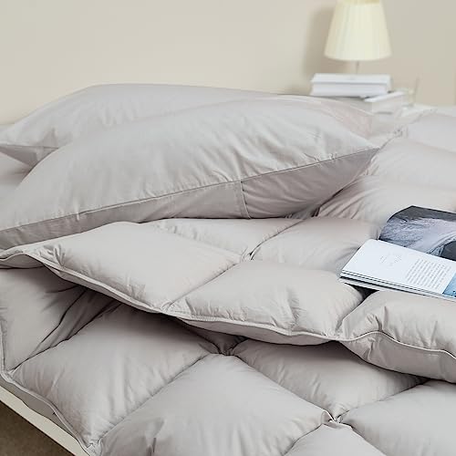 BEVINK FEATHER DOWN COMFORTER TWIN SIZE, ALL SEASONS DUVET INSERT LIGHT GREY - Brand New
