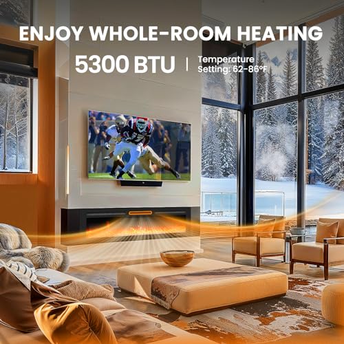 SILONN 50″SMART ELECTRIC FIREPLACE HEATER 5300 BTU HEAT OUTPUT - DEEP BLACK - Like New