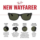 RAY-BAN RB2132 NEW WAYFARER SQUARE SUNGLASSES RUBBER BLACK/G-15 GREEN, 55M - Like New