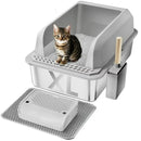FURKID STAINLESS STEEL CAT LITTER BOX FURKID LARGE METAL KITTY BIG CATS - GRAY - Like New