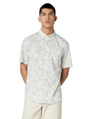 7032 EDDIE BAUER MEN'S PRINTED BAJA SHORT-SLEEVE SHIRT LIGHT GRAY 2XL - Brand New