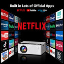TMY V08 Projector WiFi and Bluetooth 1080P Full HD Portable, V08-APPS - Black - Like New