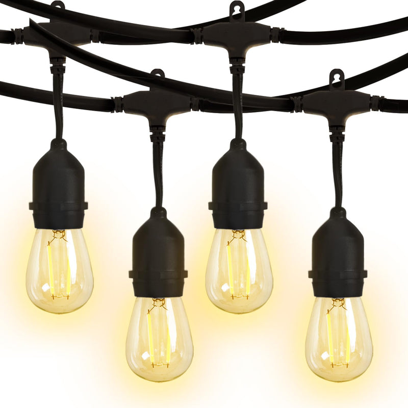 FDW - 2 PACK OUTDOOR STRING LIGHTS PATIO LIGHTS WEATHERPROOF STRAND EDISON BLACK - Like New