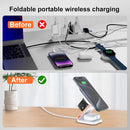 3 IN 1 WIRELESS CHARGING, 15 KW FAST CHARGER FOLDABLE FOR IPHONE - WHITE - Like New