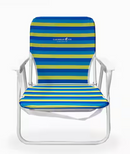 CARIBBEAN JOE FOLDING BEACH CHAIR, STEEL FRAME - BLUE/YELLOW STRIP - Like New