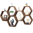 NOVIMANGO Honeycomb Floating Shelves Set 6 Hexagon Floating Shelves - Like New