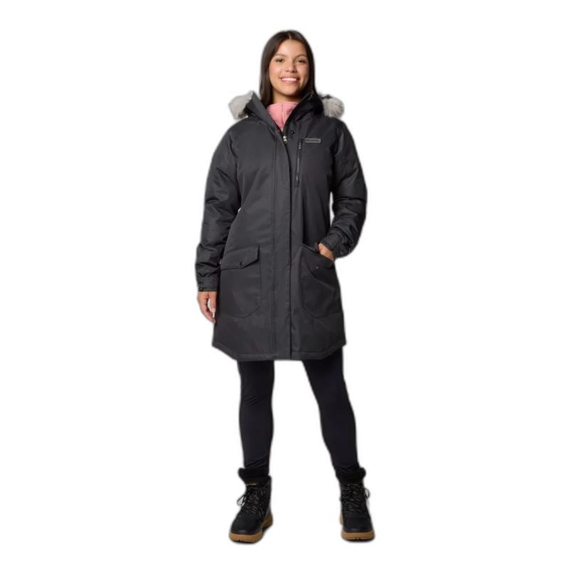 COLUMBIA WOMEN'S SUTTLE MOUNTAIN LONG INSULATED JACKET - SIZE: MEN LARGE - BLACK - Brand New