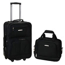 ROCKLAND FASHION SOFTSIDE UPRIGHT LUGGAGE SET EXPANDABLE BLACK 2-PIECE - Brand New