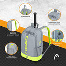 HEAD Core Tennis Backpack, Holds 2 Racquets, Padded Straps, Grey/Yellow - Brand New