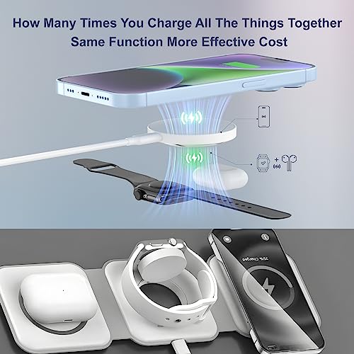 VNLINA MAGNETIC WIRELESS CHARGER 3 IN 1 CHARGING STATION - WHITE - Like New