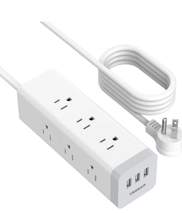 Tessan Surge Protector Power Strip 15 FT Cord 9 Outlets 3 USB Ports - White Like New