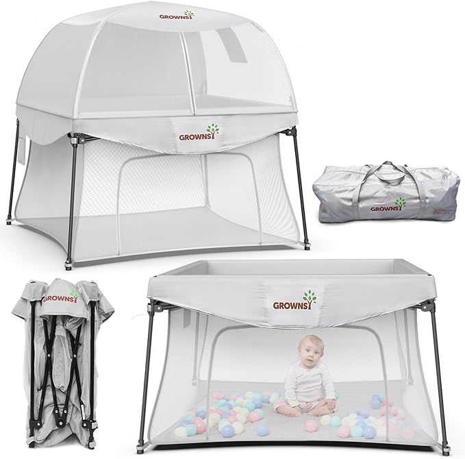 GROWNSY BABY PLAYPEN FOLDABLE OUTDOOR PLAYPEN CANOPY 48×48 INCH - Scratch & Dent