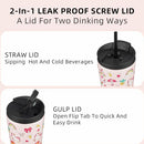 BJPKPK 18OZ INSULATED TUMBLER WITH LID AND STRAW STAINLESS STEEL - PINK UNICORNS - Like New
