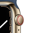 APPLE WATCH 7 GPS CELLULAR 41MM GOLD STAINLESS STEEL ABYSS BLUE SPORT BAND - Like New