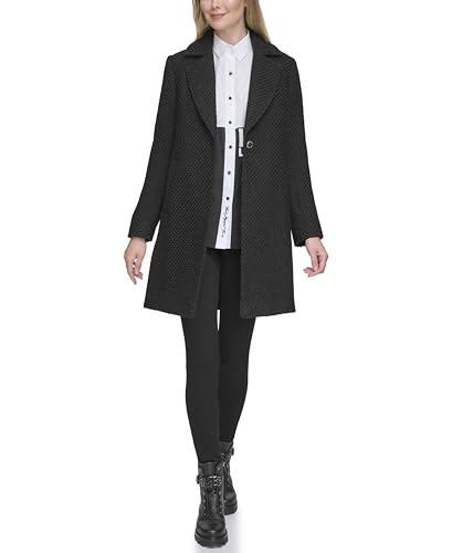 KARL LAGERFELD WOMEN'S SOLID TEXTURE WOOL CLASSIC BLAZER BLACK X-LARGE - Brand New