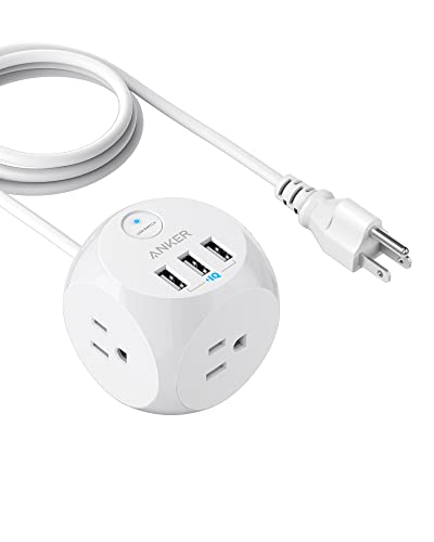 ANKER USB TRAVEL POWER STRIP 321 POWER CHARGING STATION 8FT CORD - WHITE - Like New