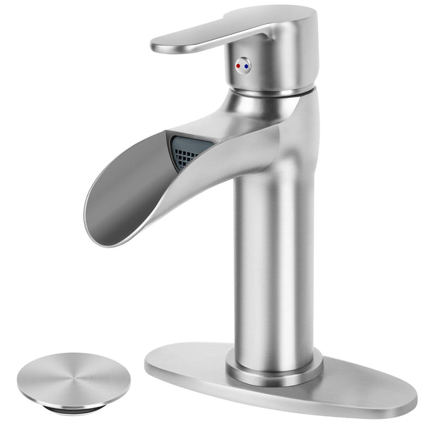 SOKA BATHROOM FAUCET WATERFALL BATHROOM SINK SOKAFA2499NY - BRUSHED NICKEL - Like New