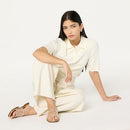 C2411017H6IK THE DROP WOMEN'S OSLO ONE BAND SANDAL GOLD CLEAR SIZE 7.5 CREAM - Like New