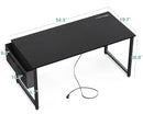 AODK 55" Small Computer Desk Power Outlet Small Spaces Home Office - Black - Like New