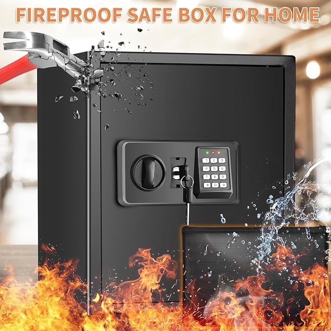 Zogola 2.0 Cubic Home Safe Fireproof Waterproof with Keypad 2 Keys 42SA - Black New