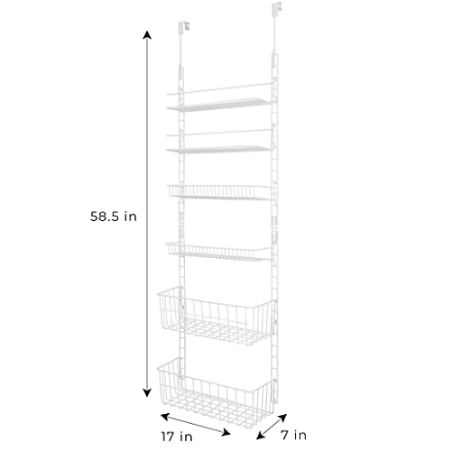 SMART DESIGN OVER THE DOOR ADJUSTABLE PANTRY ORGANIZER RACK METAL - WHITE - Like New