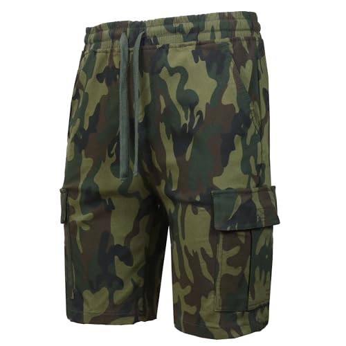 GALAXY BY HARVIC MEN’S SLIM FIT SUPER FLEX CARGO JOGGER SHORTS, SIZE 2XL -Camo - Brand New