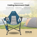 ARROWHEAD OUTDOOR FOLDING HAMMOCK CAMP CHAIR WITH DETACHABLE FOOTREST - BLUE - Like New