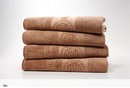 DAN RIVER 4 PIECE EMBOSSED MICROFIBER BATH TOWEL SET 28X55IN - TAN - Brand New