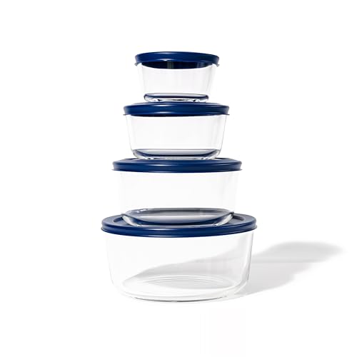 DURA LIVING 8-Piece Glass Food Storage Containers Set (4 Containers + 4 Lids) - Brand New
