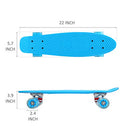 YF YOUFU 22" Skateboard Kids Boys Girls Plastic Deck Cruiser Mini - Blue/LED - Brand New