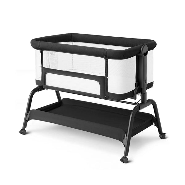 BABYBOND BABY BASSINET 3 IN 1 BASSINET BEDSIDE SLEEPER WASHABLE SOFT MA - BLACK - Like New