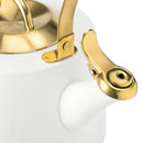 THYME&TABLE 1.8L STAINLESS STEEL STOVETOP TEA KETTLE - WHITE & GOLD - Brand New