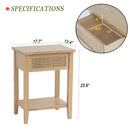 MaxSmeo Small Nightstand with Drawer and Shelf (Natural Walnut) - Like New