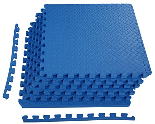 Signature Fitness Puzzle Exercise Mat with EVA Foam Interlocking Tiles BFPM-02BL Like New