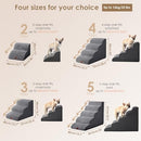 EHEYCIGA CURVED DOG STAIRS RAMP, 4-STEP HIGH BEDS, 19.7" H PET STEP - GREY - Brand New