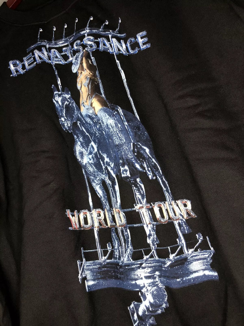 OFFICIAL RENAISSANCE BY BEYONCE WORLD TOUR 2023 MERCH PULLOVER SWEATER M - BLACK - Like New